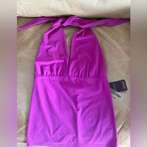 NWT Vitamin A tankini plunge front top 10/L
